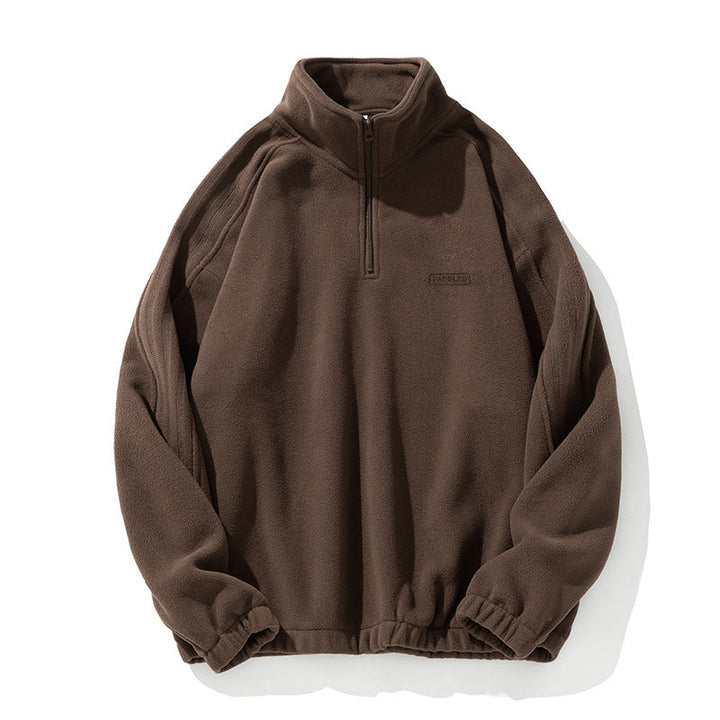 Unisex Fleece-Halfzip-Pullover with Stand-up Collar, Elastic Hem and Raglan Sleeves Hudson & Parker