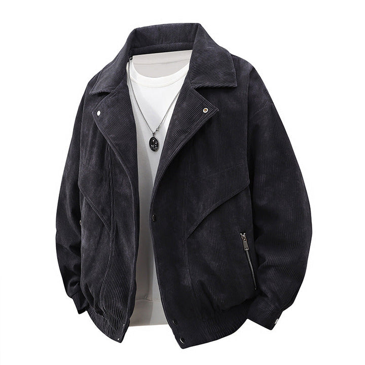 Men's Nano Oversized Cord Jacket with Wide Lapel, Zipper Pockets, and Elastic Hem Hudson & Parker