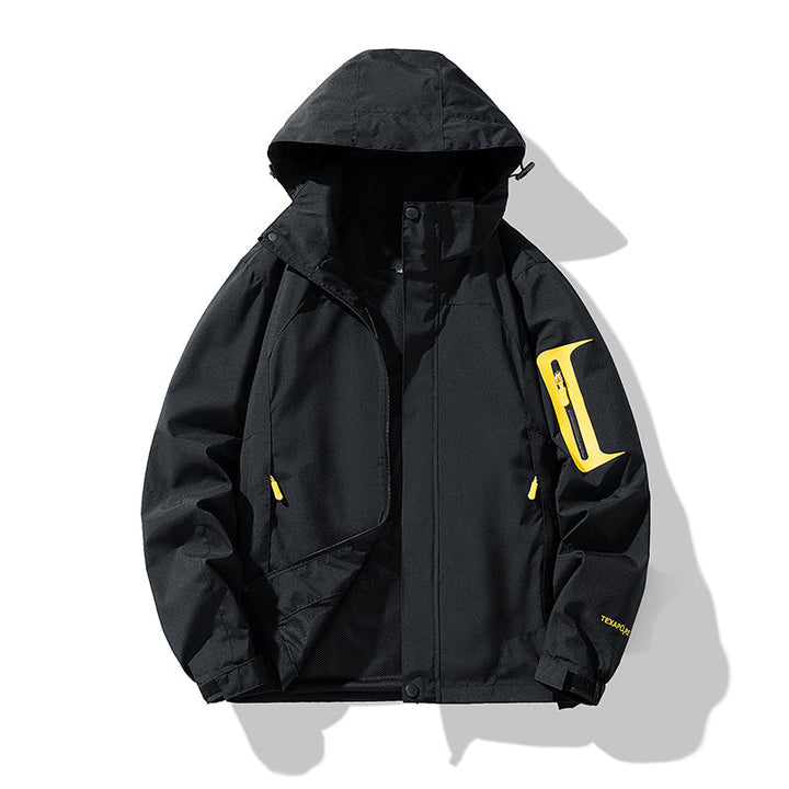 Men's Technical Outdoor Softshell Jacket with Hood, Arm Pocket and Mesh Lining Hudson & Parker