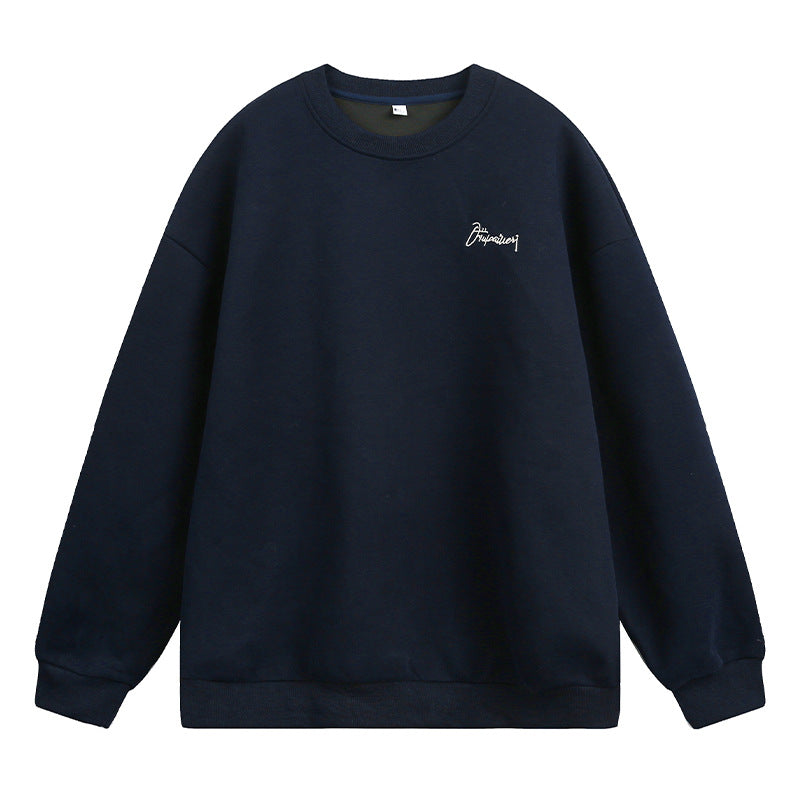 Unisex Oversize Sweatshirt with Round Neck and Subtle Script Embroidery Hudson & Parker