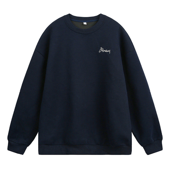 Unisex Oversize Sweatshirt with Round Neck and Subtle Script Embroidery Hudson & Parker