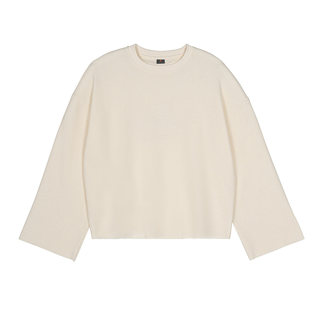 Men's Boxy Waffle Knit Sweater with Oversized Cut and Round Neck Hudson & Parker