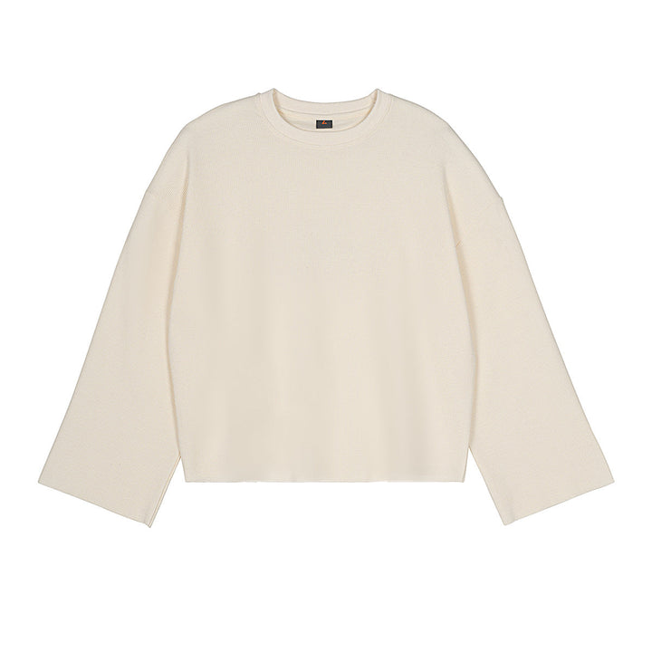 Men's Boxy Waffle Knit Sweater with Oversized Cut and Round Neck Hudson & Parker