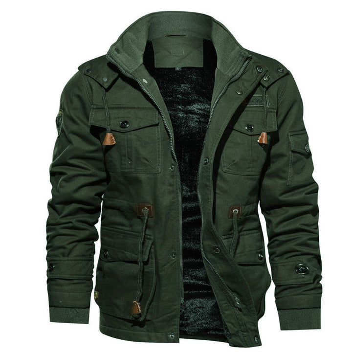 Men's padded field jacket made of canvas with hood and multiple pockets Hudson & Parker