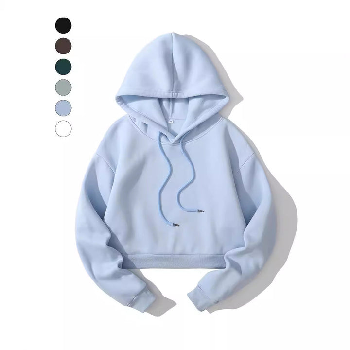 Women's cropped hoodie with soft fleece interior and elastic ribbed hem Hudson & Parker