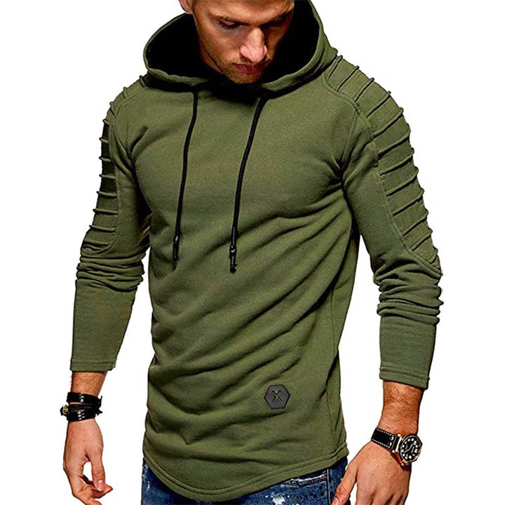 Men's Longline Hoodie with Padded Panel Sleeves and Tailored Slim Fit Hudson & Parker