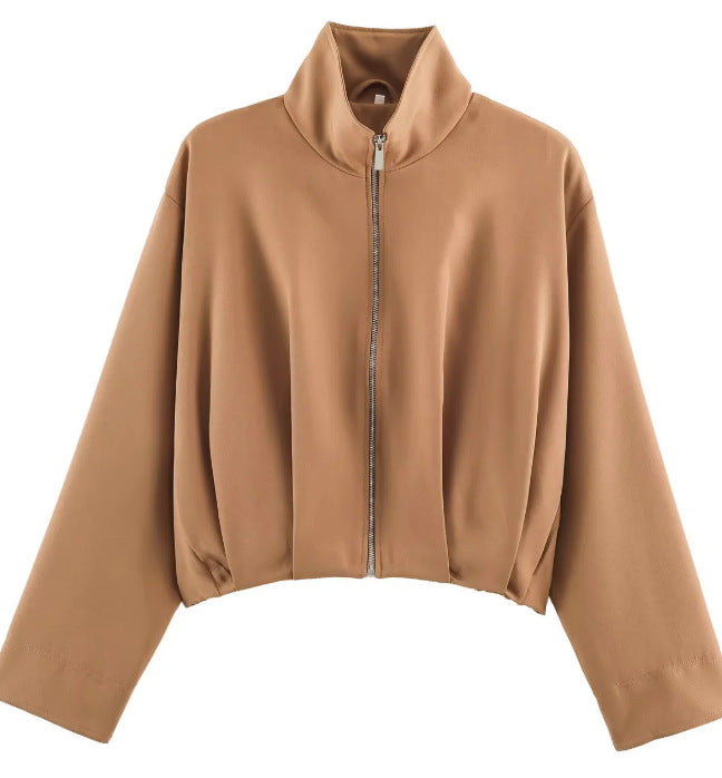 Women’s short-cut boxy blouson with high stand-up collar and dropped shoulders Hudson & Parker