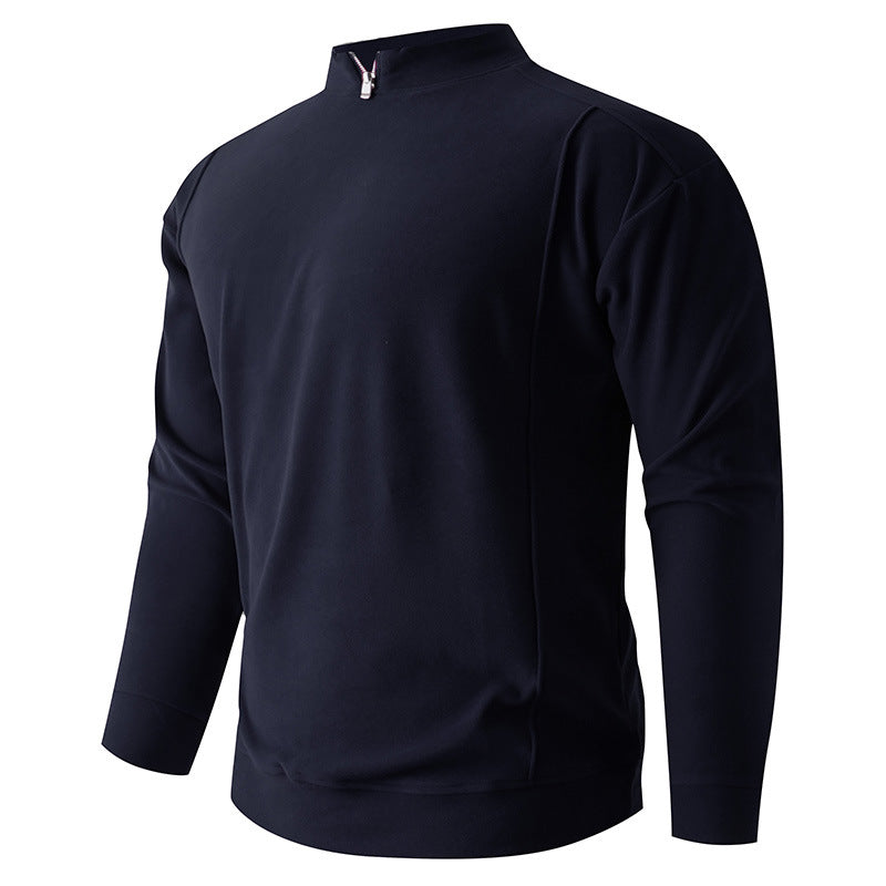 Men's Comfortable Stretch Half-Zip Sweater with Stand-Up Collar and Brushed Inner Lining Hudson & Parker