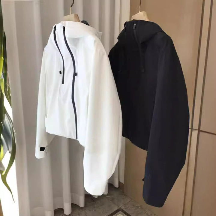 Women Water-Repellent Hooded Jacket in Minimalist Urban Design with Concealed Zipper Hudson & Parker
