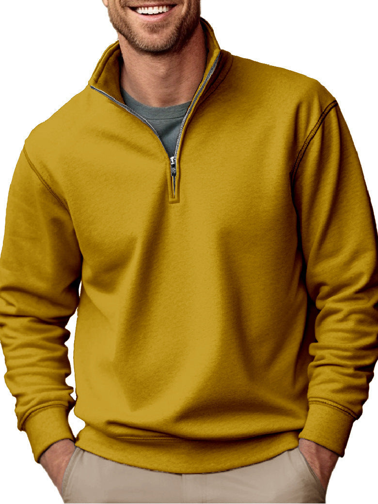 Men's half-zip sweatshirt with stand-up collar and soft fleece interior lining Hudson & Parker