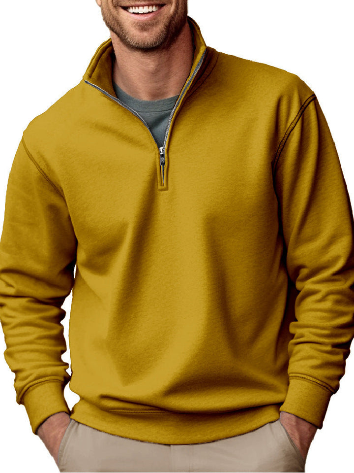 Men's half-zip sweatshirt with stand-up collar and soft fleece interior lining Hudson & Parker