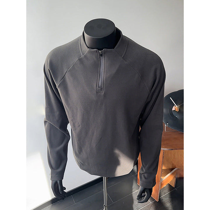 Men's Lightweight Functional Half-Zip Sweatshirt with Stand-Up Collar and Raglan Sleeves Hudson & Parker