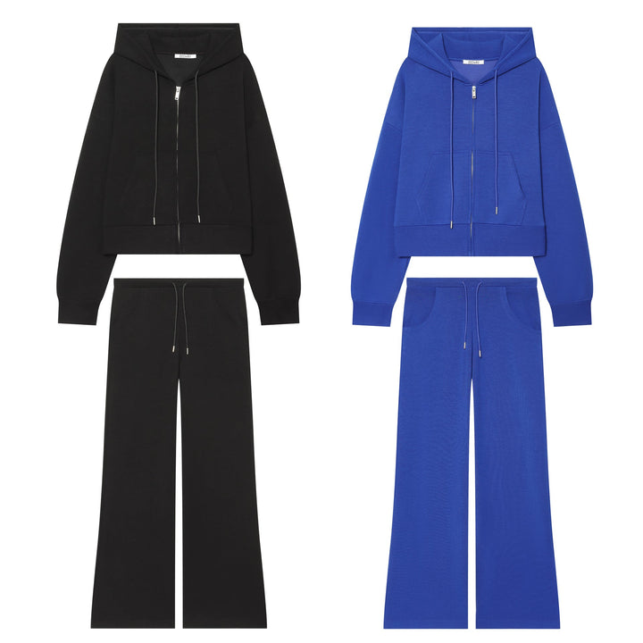 Women's Cropped Sweat Jacket with Metal Zip, Kangaroo Pocket and Oversized Hood Hudson & Parker