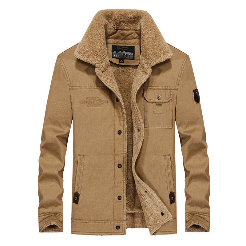 Men's Sherpa-lined canvas trucker jacket with thermal lining and chest pockets Hudson & Parker