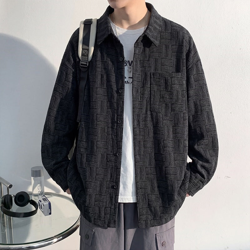 Men's overshirt jacket made of structured blend with check pattern relief Hudson & Parker