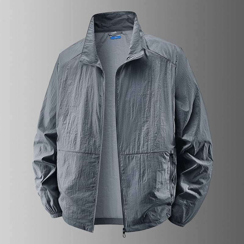 Men's ultralight windproof transitional jacket with stand-up collar and compact pack function Hudson & Parker