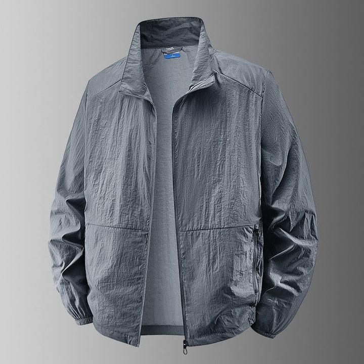 Men's ultralight windproof transitional jacket with stand-up collar and compact pack function Hudson & Parker