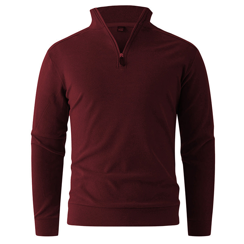 Men's Comfortable Stretch Half-Zip Sweater with Stand-Up Collar and Brushed Inner Lining Hudson & Parker