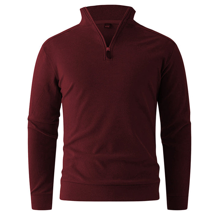 Men's Comfortable Stretch Half-Zip Sweater with Stand-Up Collar and Brushed Inner Lining Hudson & Parker