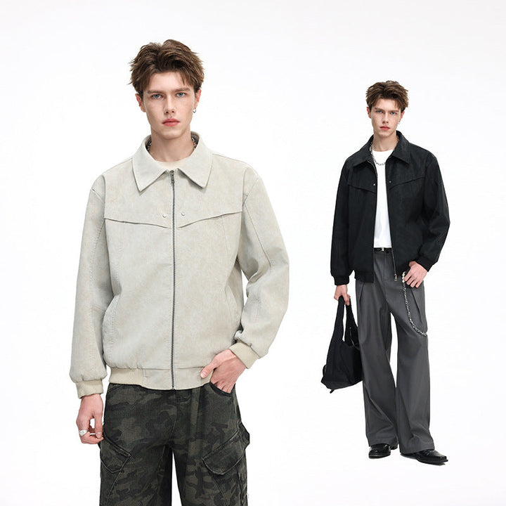 Men's Lightweight Harrington Jacket in Overshirt Style with Ribbed Cuffs Hudson & Parker