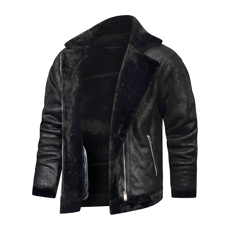 Men's Lambskin Imitation Aviator Jacket with Cozy Faux Fur Lining Hudson & Parker