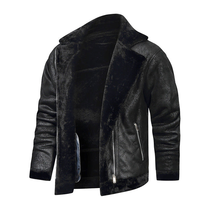 Men's Lambskin Imitation Aviator Jacket with Cozy Faux Fur Lining Hudson & Parker