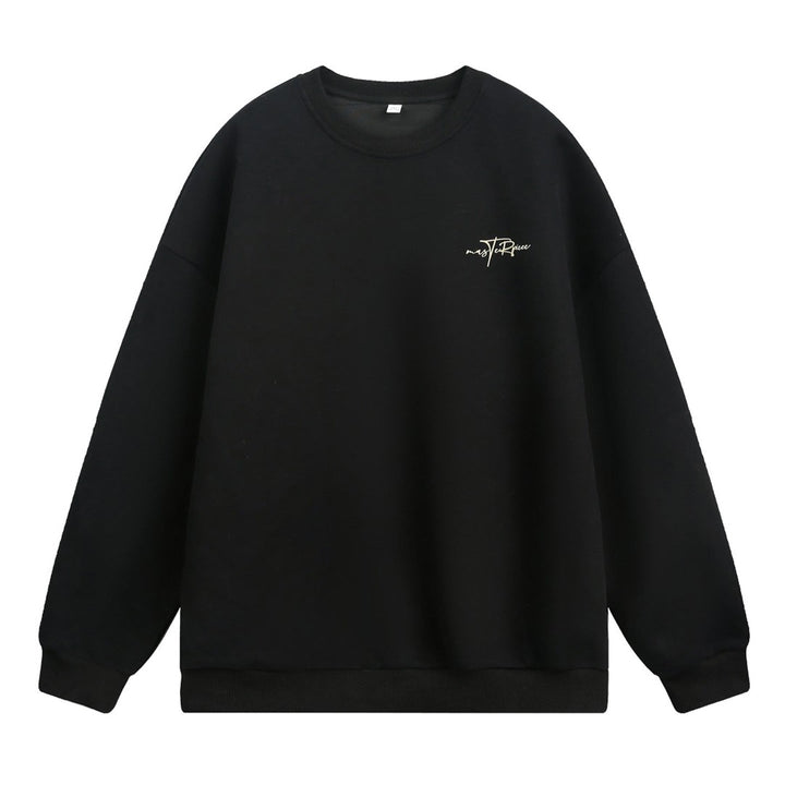 Unisex Boxy Sweatshirt with minimal script embroidery and ribbed hem Hudson & Parker