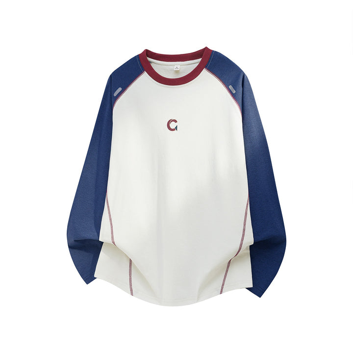 Unisex Oversize Raglan Sweatshirt with contrasting sleeves, round neck and curved hem Hudson & Parker