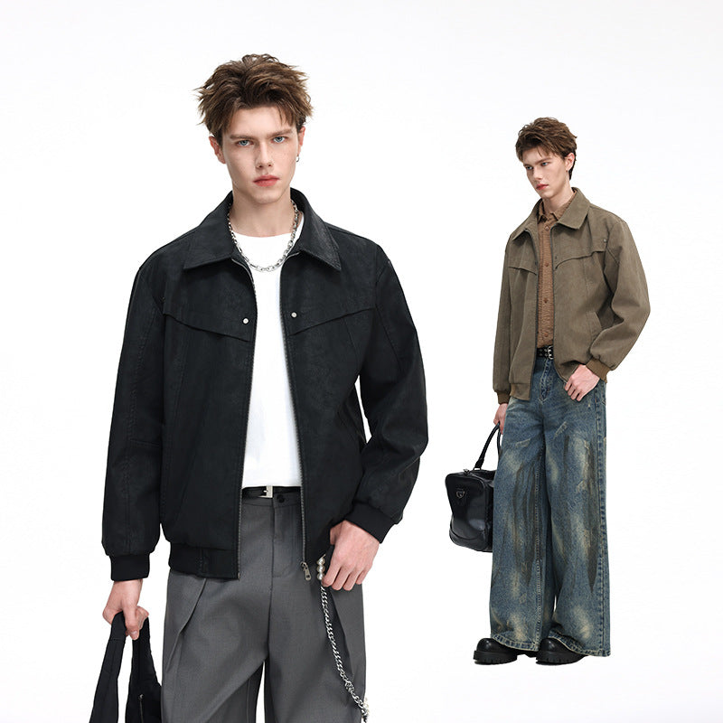 Men's Lightweight Harrington Jacket in Overshirt Style with Ribbed Cuffs Hudson & Parker