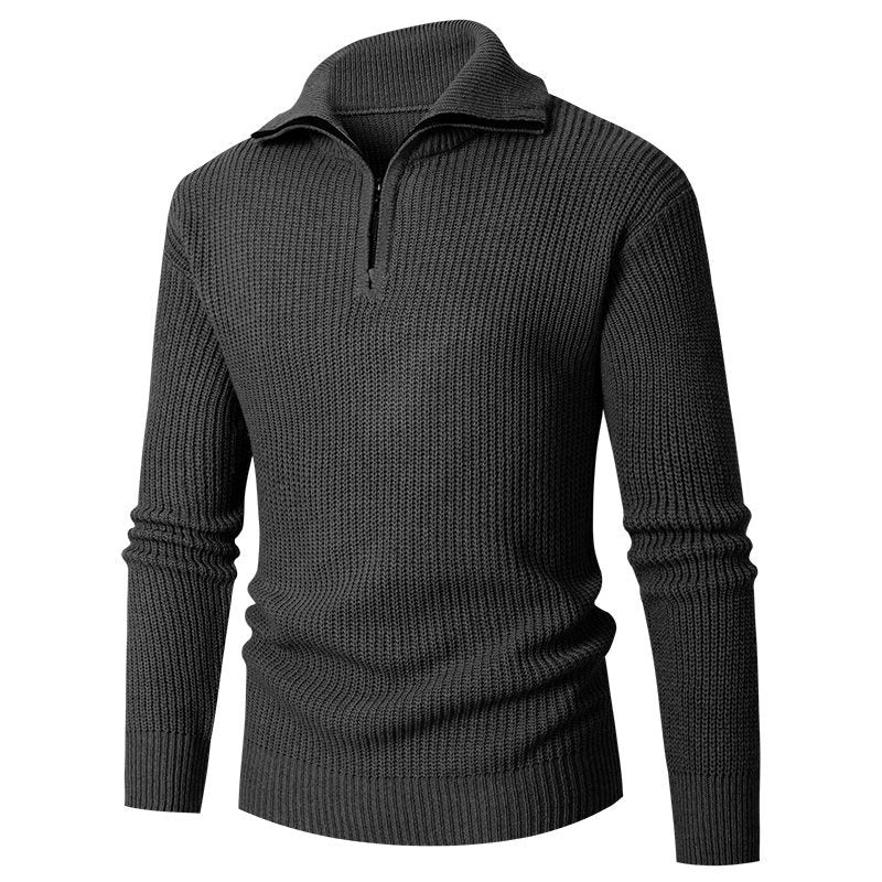 Men's coarse structure half-zip mock neck pullover made of thermoregulating blend Hudson & Parker
