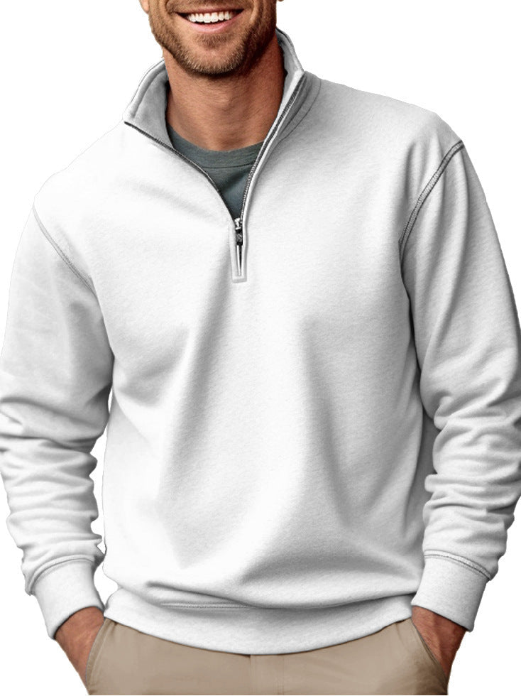 Men's half-zip sweatshirt with stand-up collar and soft fleece interior lining Hudson & Parker