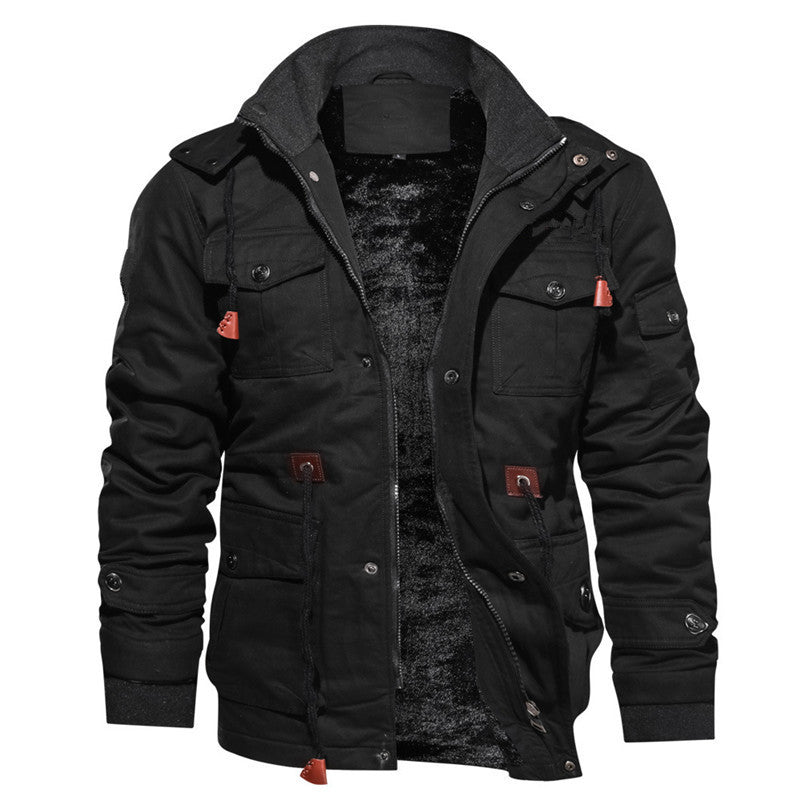 Men's Insulated Canvas Utility Parka with Teddy Fleece Lining and Multiple Pockets Hudson & Parker