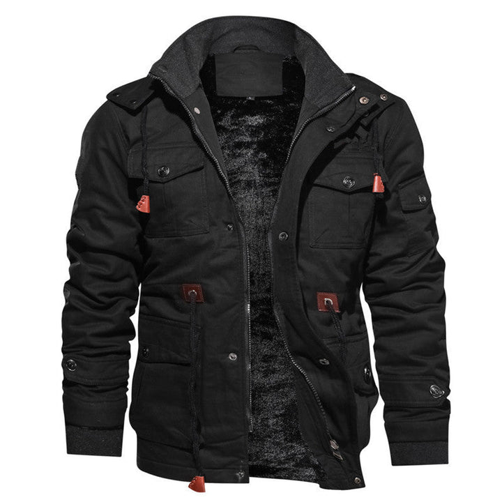 Men's Insulated Canvas Utility Parka with Teddy Fleece Lining and Multiple Pockets Hudson & Parker