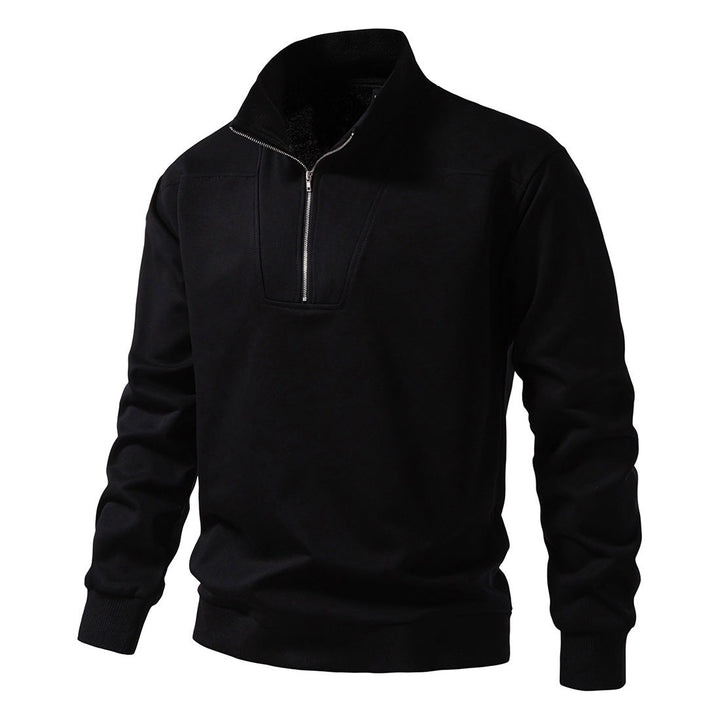 Men's Half-Zip Sweatshirt with Stand Collar and Ribbed Cuffs Hudson & Parker