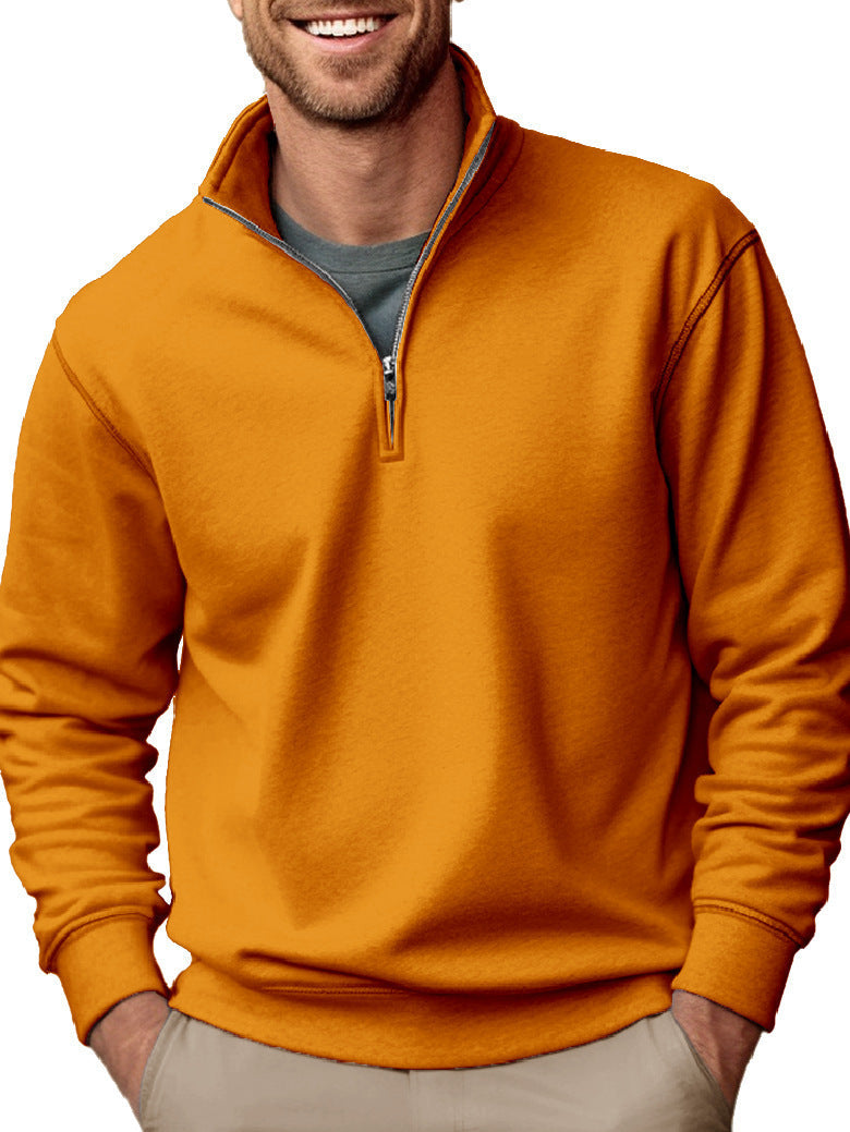 Men's half-zip sweatshirt with stand-up collar and soft fleece interior lining Hudson & Parker