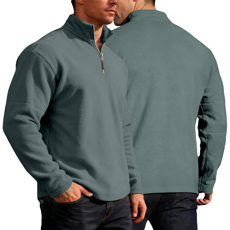 Men's lightweight microfleece performance pullover with short zipper raglan sleeves and shaping seams Hudson & Parker