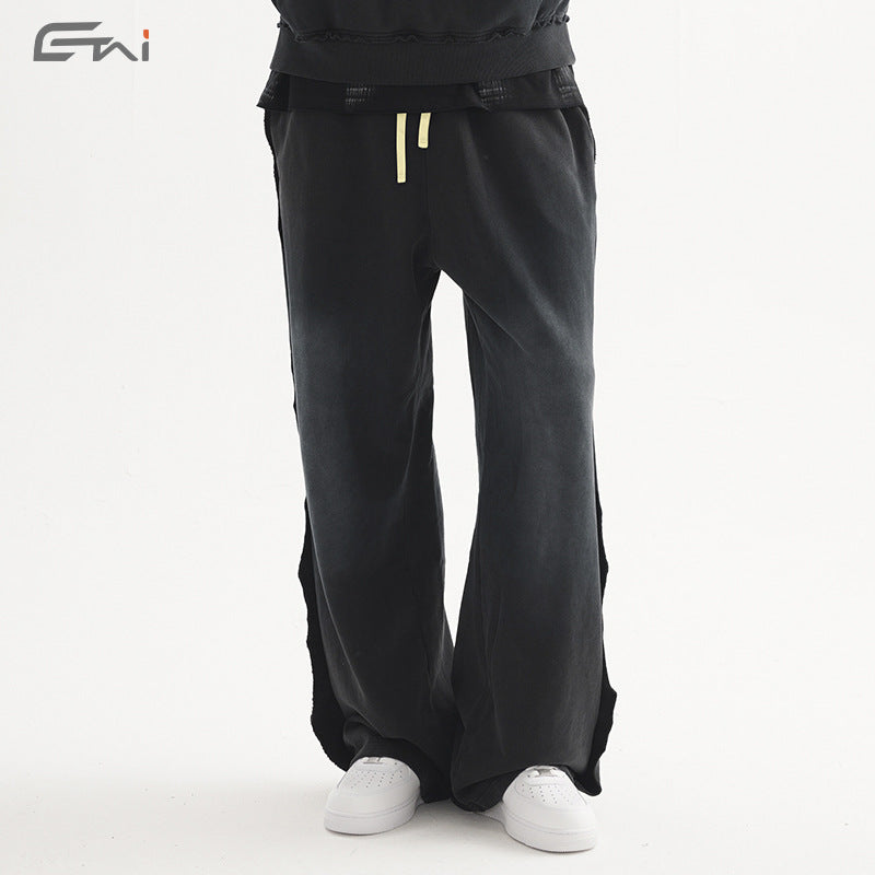 Men's Casual Sweatpants with High Waist, Elastic Drawstring and Distressed Knee Areas Hudson & Parker