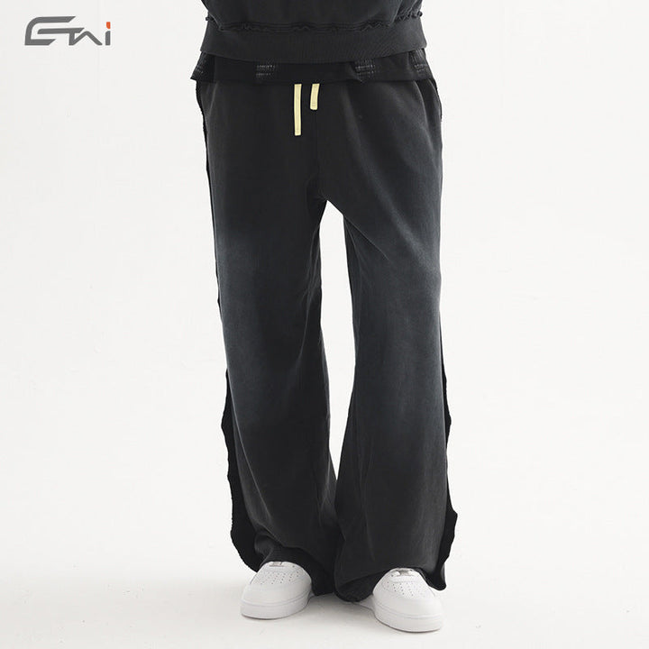 Men's Casual Sweatpants with High Waist, Elastic Drawstring, and Faded Knee Areas Hudson & Parker
