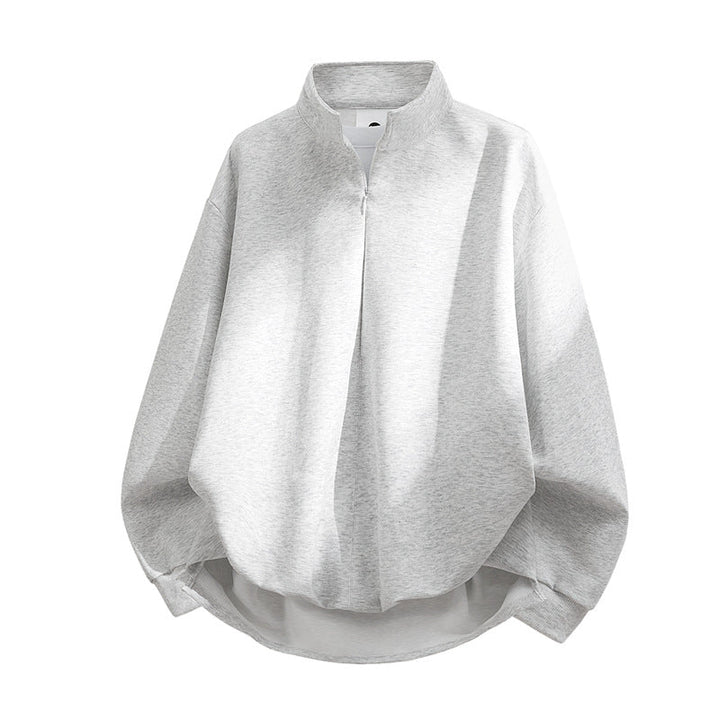 Unisex Oversized Sweatshirt with High Collar, Half Zipper and Balloon Shaped Hem Hudson & Parker