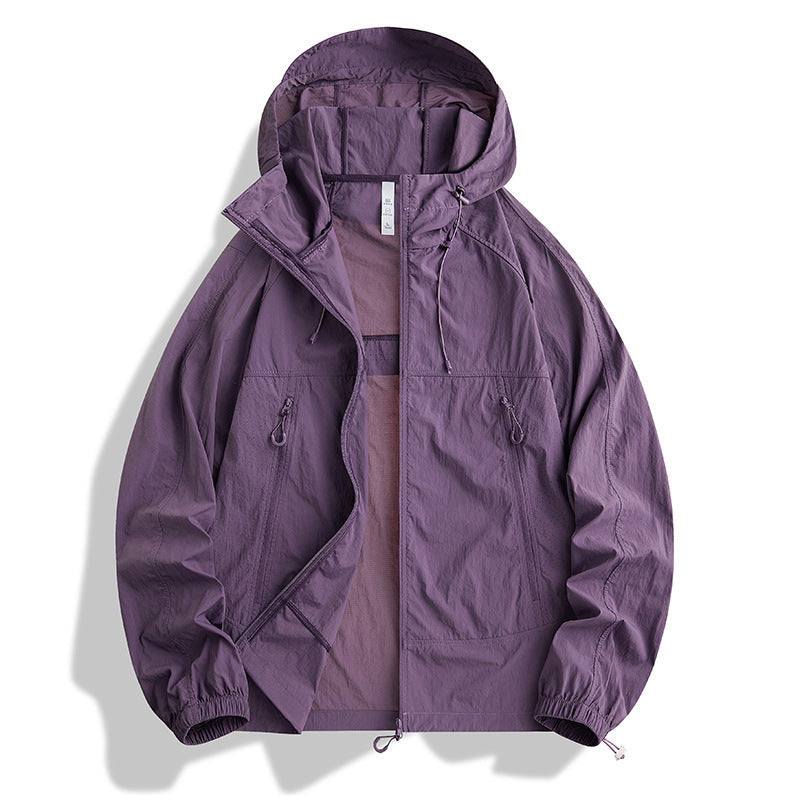 Men's Ultralight Hooded Wind Jacket with Pack Function, Mesh Lining & Zipper Pockets Hudson & Parker