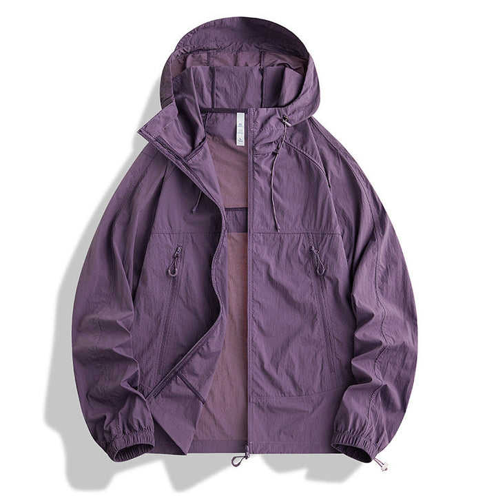 Men's Ultralight Hooded Wind Jacket with Pack Function, Mesh Lining & Zipper Pockets Hudson & Parker