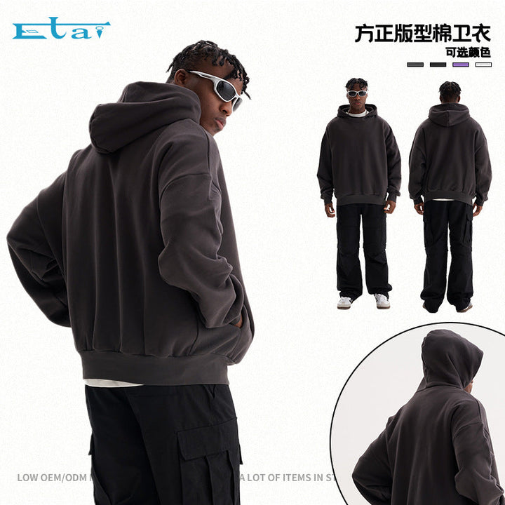 Unisex Minimalist Hoodie in Clean Look with Reinforced Collar Hudson & Parker