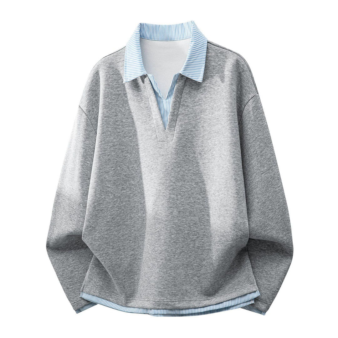 Unisex Oversized Sweatshirt with integrated shirt collar and V-neck detail Hudson & Parker