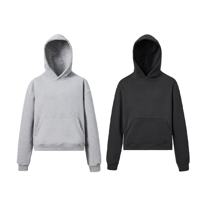 Unisex hoodie made of soft fleece with kangaroo pocket and shortened silhouette Hudson & Parker