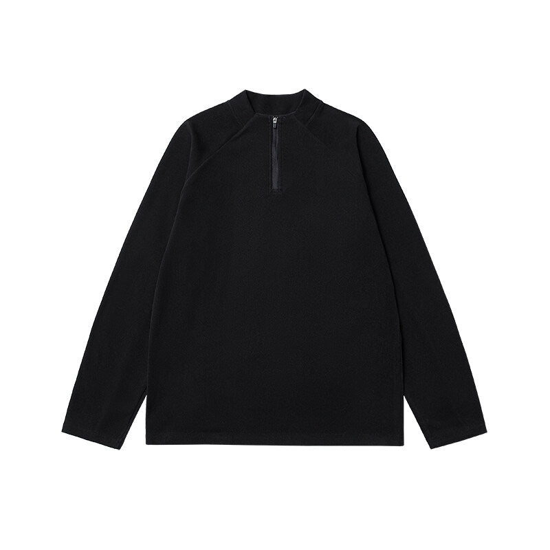 Men's Lightweight Functional Half-Zip Sweatshirt with Stand-Up Collar and Raglan Sleeves Hudson & Parker