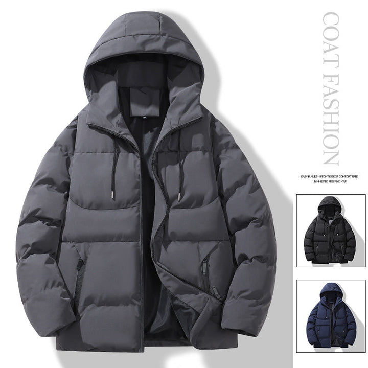 Men's Padded Quilted Hooded Jacket with Thermal Filling and Windproof Outer Shell Hudson & Parker