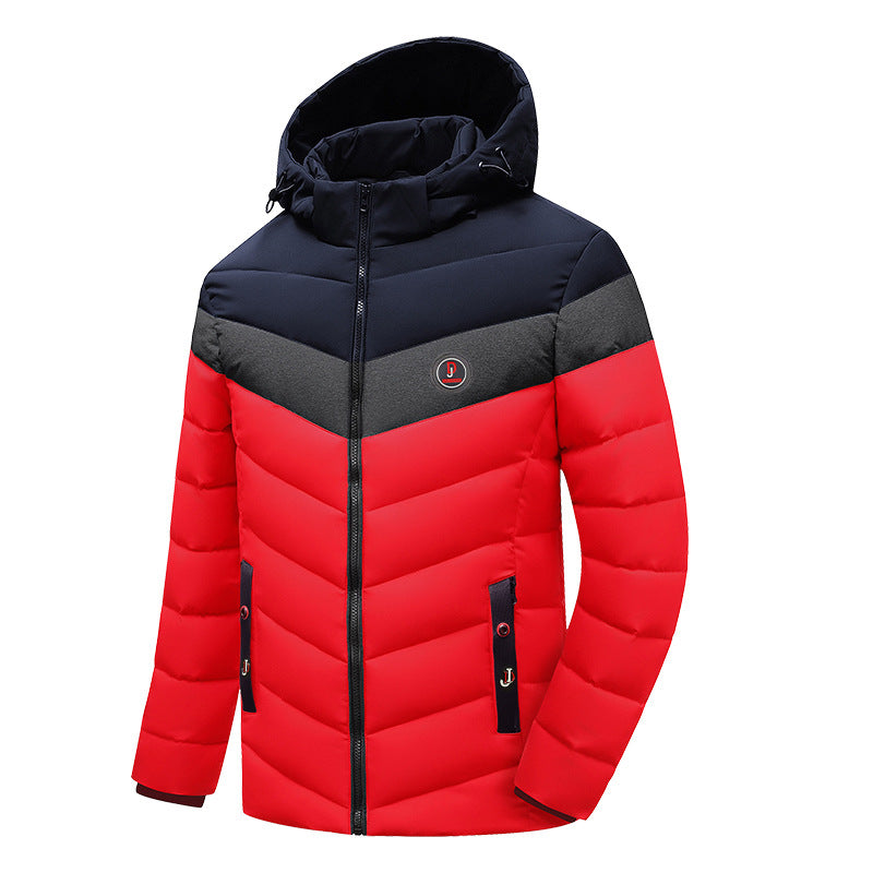 Men's Quilted Anorak with Hood and Padded Chevron Insulation Jacket Hudson & Parker