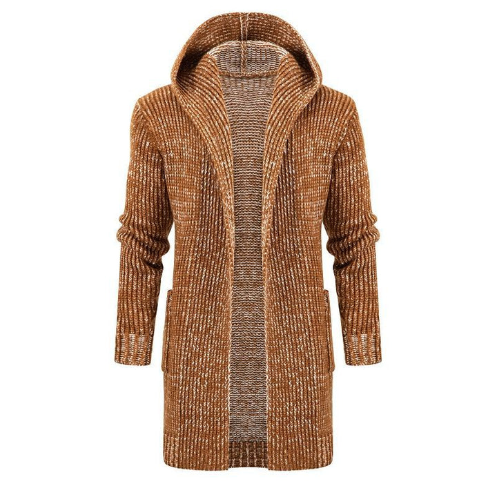 Women's Long Hooded Knit Cardigan with Deep Ribbed Texture and Patch Pockets Hudson & Parker