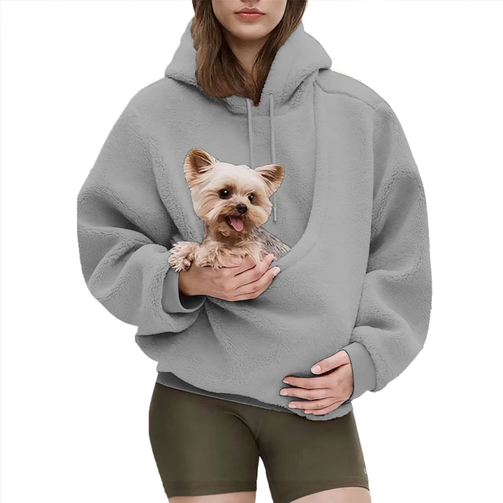 Women’s Oversize Sherpa Hoodie with Integrated Pet Pocket Design Hudson & Parker