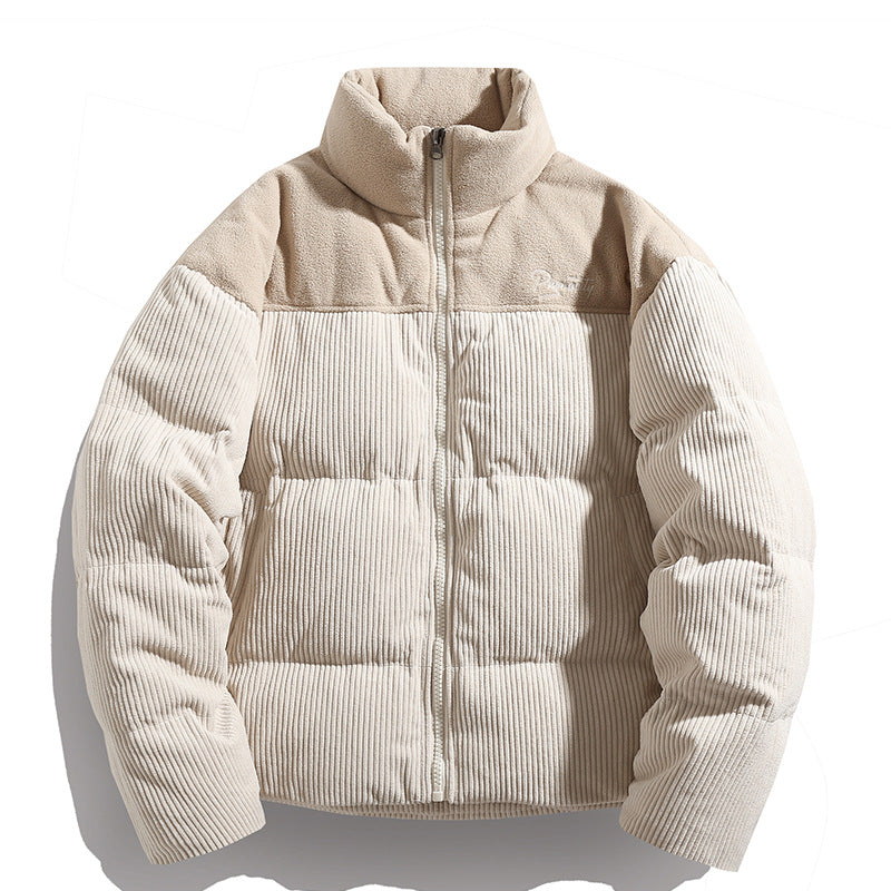 Unisex Cord Quilted Jacket with High Collar Line, Quilted Padding and Contrasting Shoulder Yoke Hudson & Parker